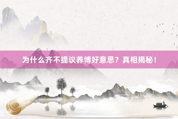 为什么齐不提议养博好意思？真相揭秘！